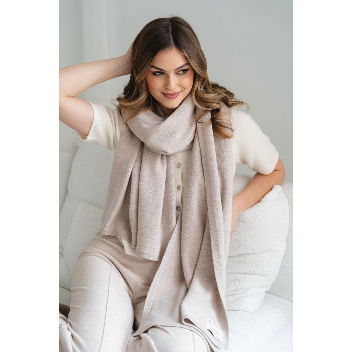 VERO kasjmier sjaal - beige