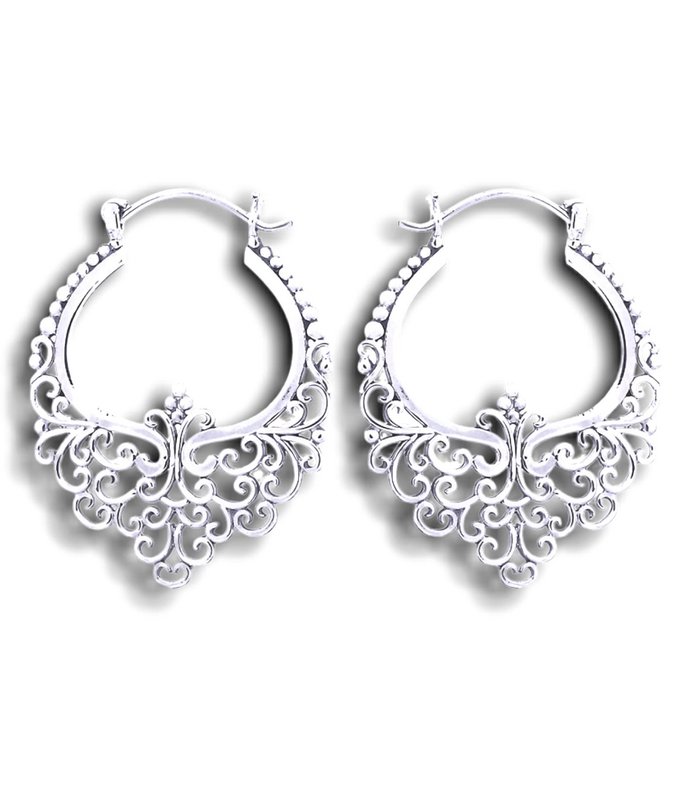 Gode ​​Karma Sølvspidse Creoler - 925 Sterling Boheme Style Øreringe OHR925-11
