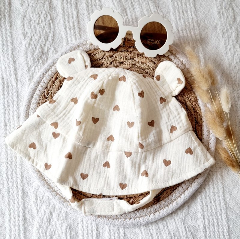 Cappello da sole idrofilo per bambino - Beige con cuori