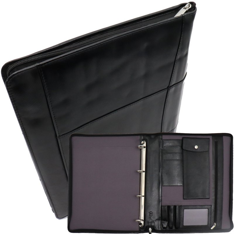 Læder skrivemappe venstrehåndet - Konferencemappe - Arbejdsbog Tablet Cover & Laptop Sleeve - Aftageligt ringbind A4