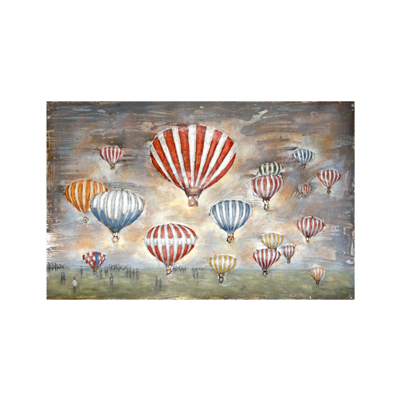 Cuadro metálico globo aerostático 120 x 80 x 8 cm