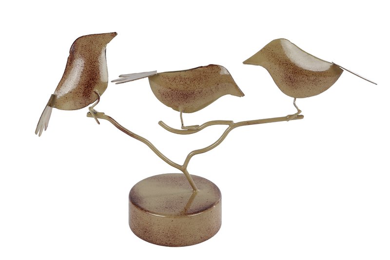 Skulptur 3 fugle grøn 26x8x17cm