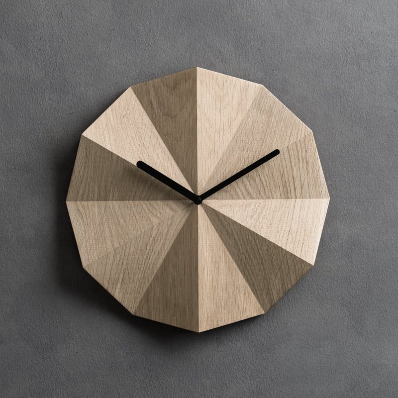 Wooden Delta Clock in Oak