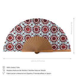 Blauer und rotes Seidenhandlüfter Najma