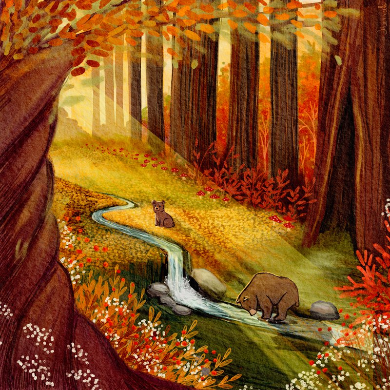 Art Print – Beren in het bos