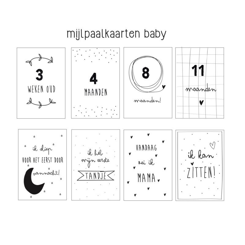 Baby Milestone Cards | black and white