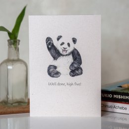 'Well done, high five!' Panda Congratulations Card