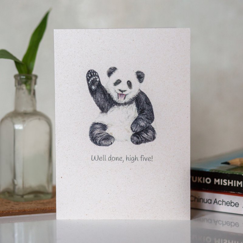 'Well done, high five!' Panda Congratulations Card
