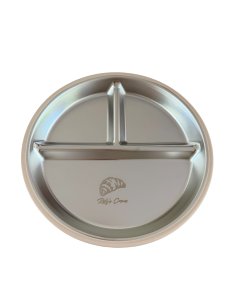 Silicone children's plate with stainless steel insert - Beige