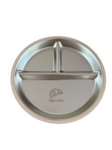 Silicone children's plate with stainless steel insert - Beige