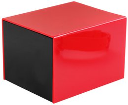 Plastic watch box, black/red, hinged lid, pack of 12, 9.9 cm x 8.1 cm x 6.8 cm