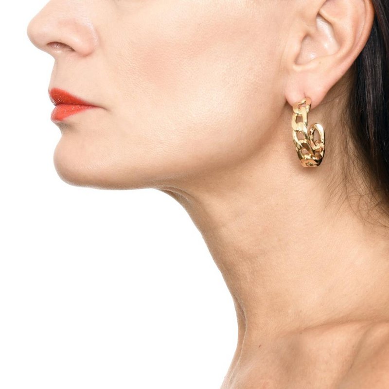 Sekhmet Earrings  Chain Hoops In Gold