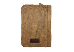 A brown leather writing case with a zipper closure, suitable for office supplies.