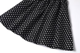 Stock UE May V-Neck 50-tych sukienki w stylu Black Polka Dot