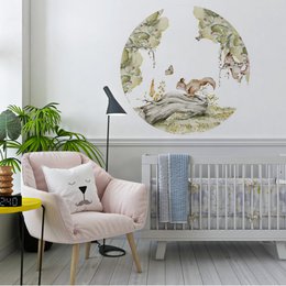 Self-adhesive wallpaper circle - Squirrels in the forest | children's room | from Ø 60 cm