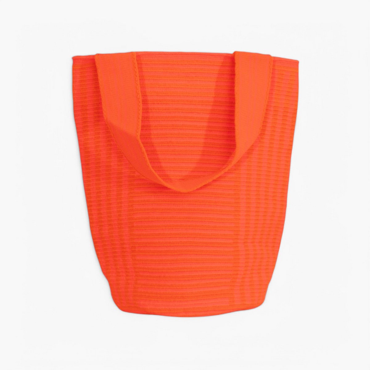 Gestreepte ronde draagtas L | Neon-oranje