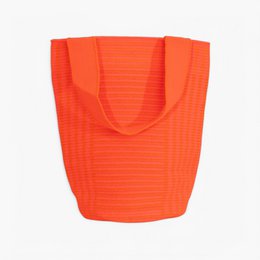 Gestreepte ronde draagtas L | Neon-oranje