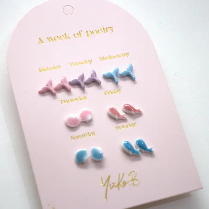 Box of 7 Earrings — Ocean Poetry Week - English