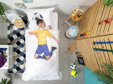 Dekbedovertrek Soccer Player Eenpersoonsbed - 135 x 200cm + 40 x 60cm