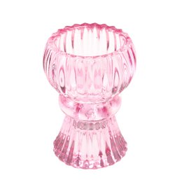 Bougeoir en verre à double extrémité - Rose