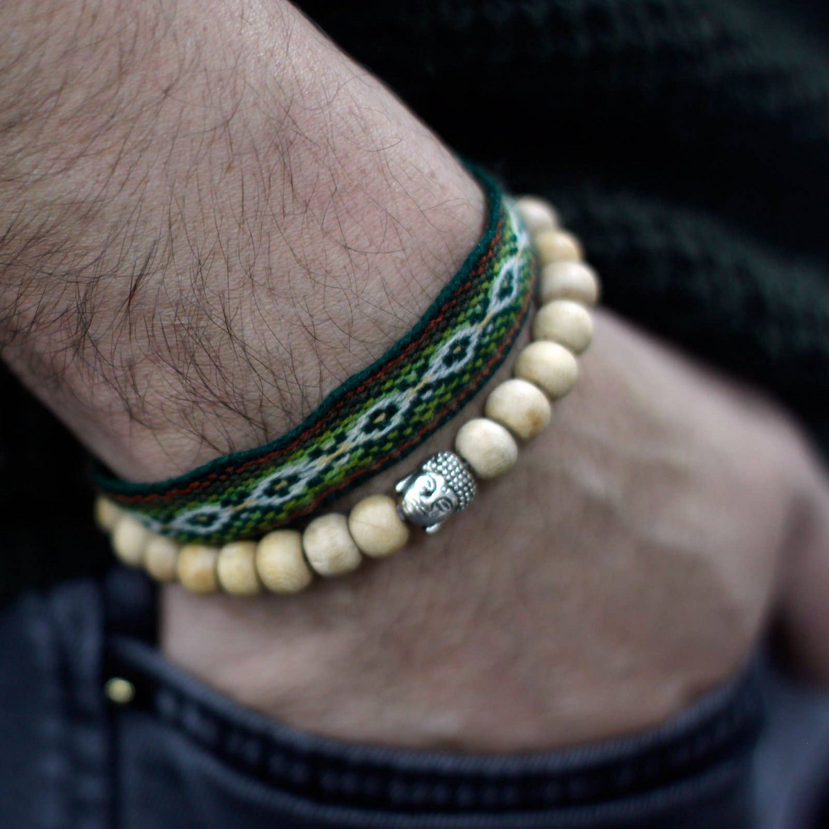 Nbang-05 - Fragrant Sandal Beads & Buddha Bangle