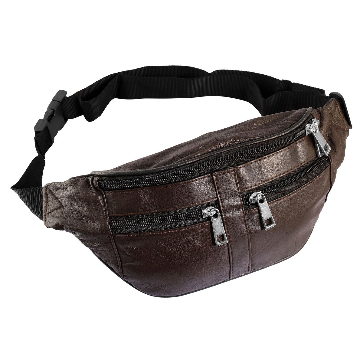 Sac banane Steinmeister en cuir véritable, marron