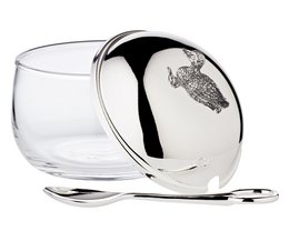 EDZARD jam jar duck with spoon, noble silver-plated, height 10 cm, diameter 10 cm