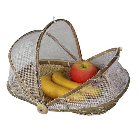 Bambus gewebtes rechteckiges Essenszelt und Servierabdeckung für Teller | Korb Obst Gemüse Brot Netzabdeckung Aufbewahrungsbehälter für Essen im Freien Picknick, um Fliegen, Käfer, Mücken fernzuhalten