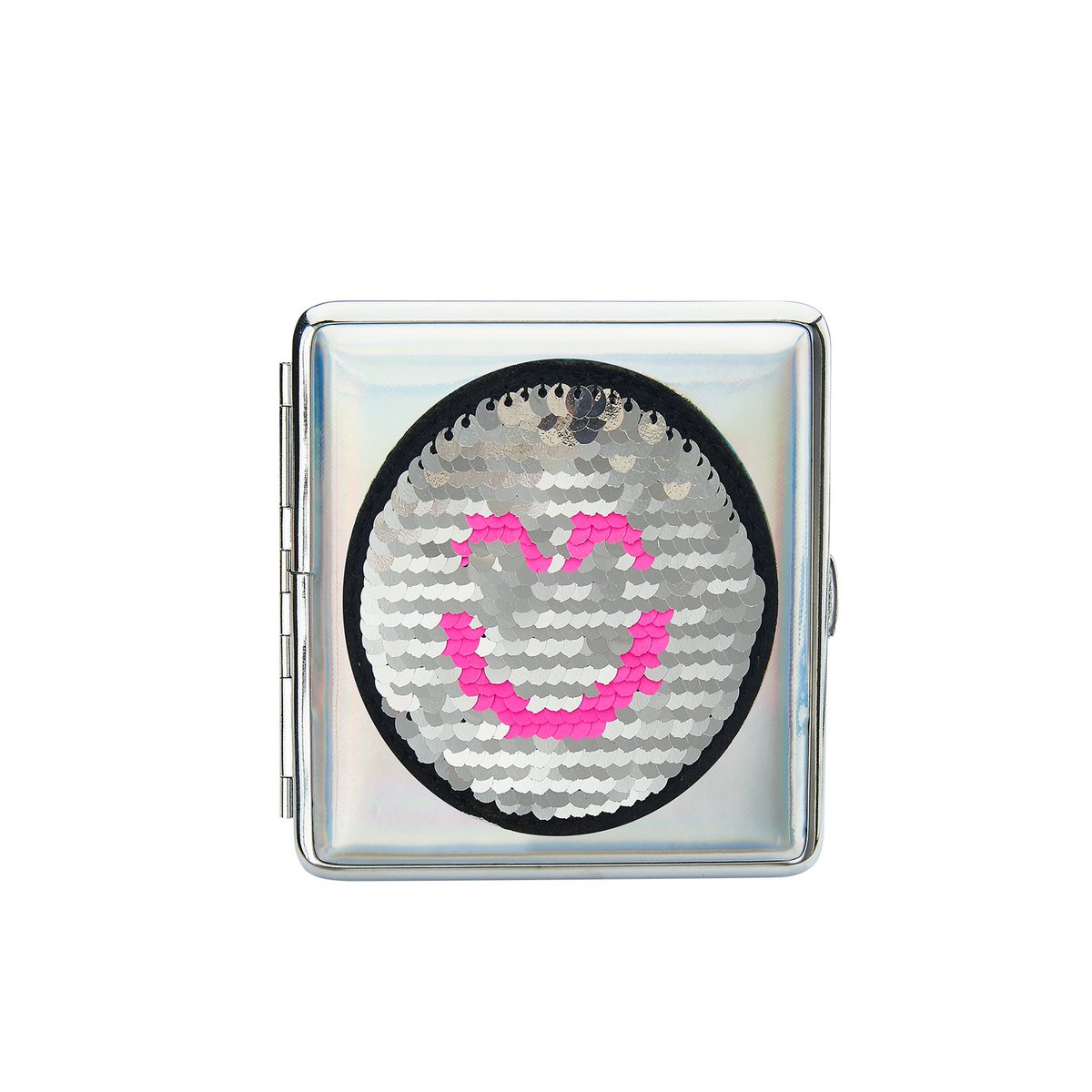 Sigarettendoosje met pailletten x12: Smiley en Schedel