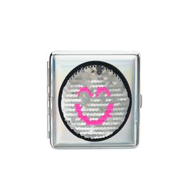Sigarettendoosje met pailletten x12: Smiley en Schedel