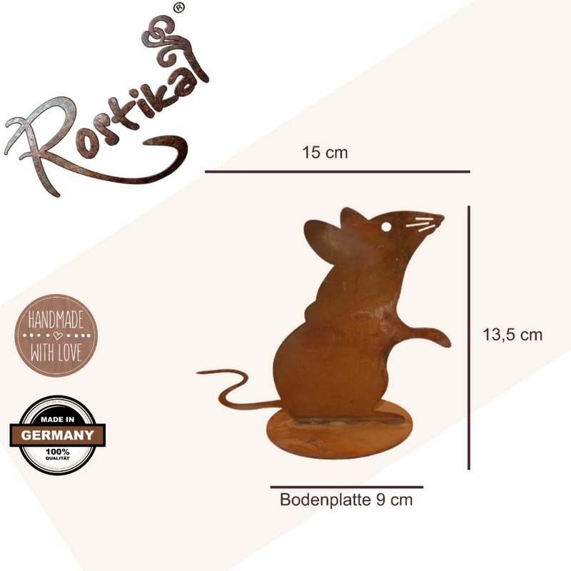 Cheeky metal decoration mouse in patina design Garden decoration rust figure