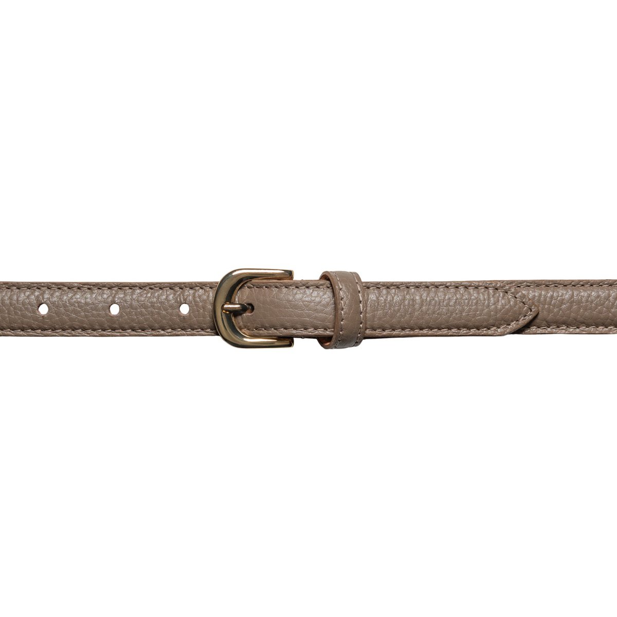 RB4021AQ | Women's Belt Made in Italy in Genuine Dollar Grained Leather. Buckle in shiny gold finish. Taupe color. Dimensions: 115 x 2.0 x 0.5 cm (waistline 100 cm)