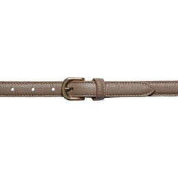 RB4021AQ | Women's Belt Made in Italy in Genuine Dollar Grained Leather. Buckle in shiny gold finish. Taupe color. Dimensions: 115 x 2.0 x 0.5 cm (waistline 100 cm)
