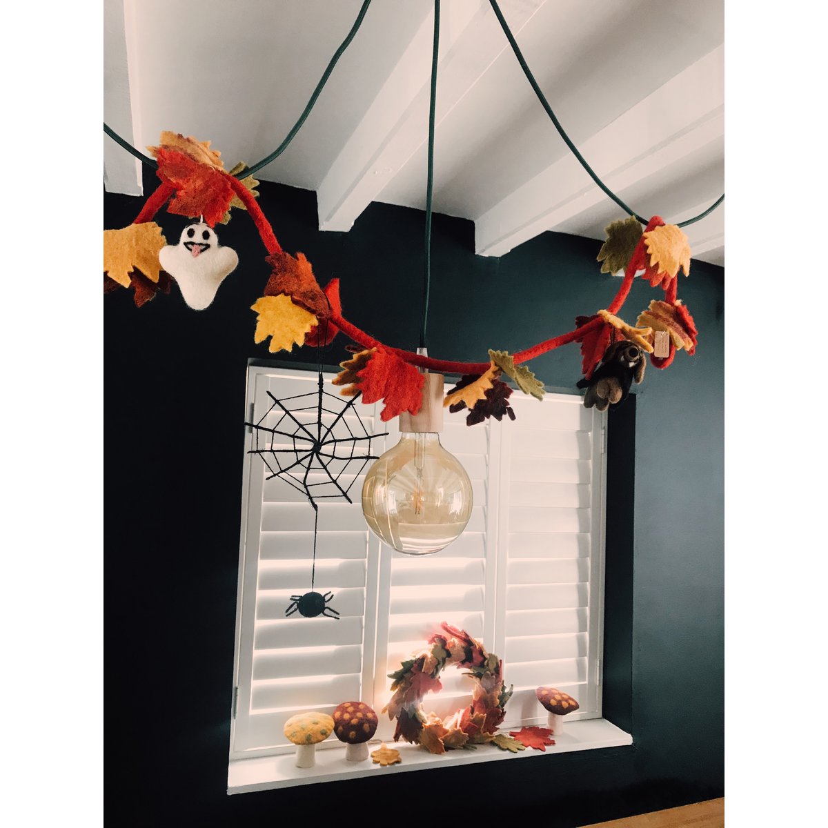 Handmade Felt Fair Trade Spooky Spiderweb Hanging Halloween Decoration