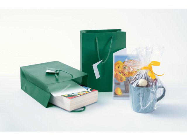 Cadeautas Sigel Medium, opaal groen, matte lak, cadeaukaartje, papier, 157 g,