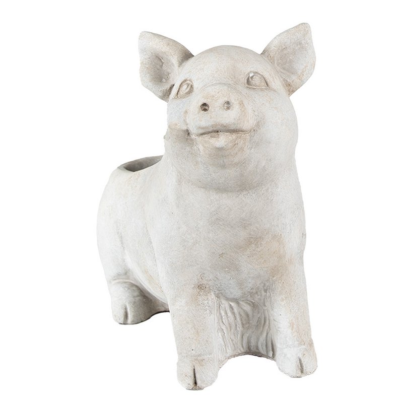 Flowerpot Pig 24x13x20 cm Gray Stone Flowerpot Indoor