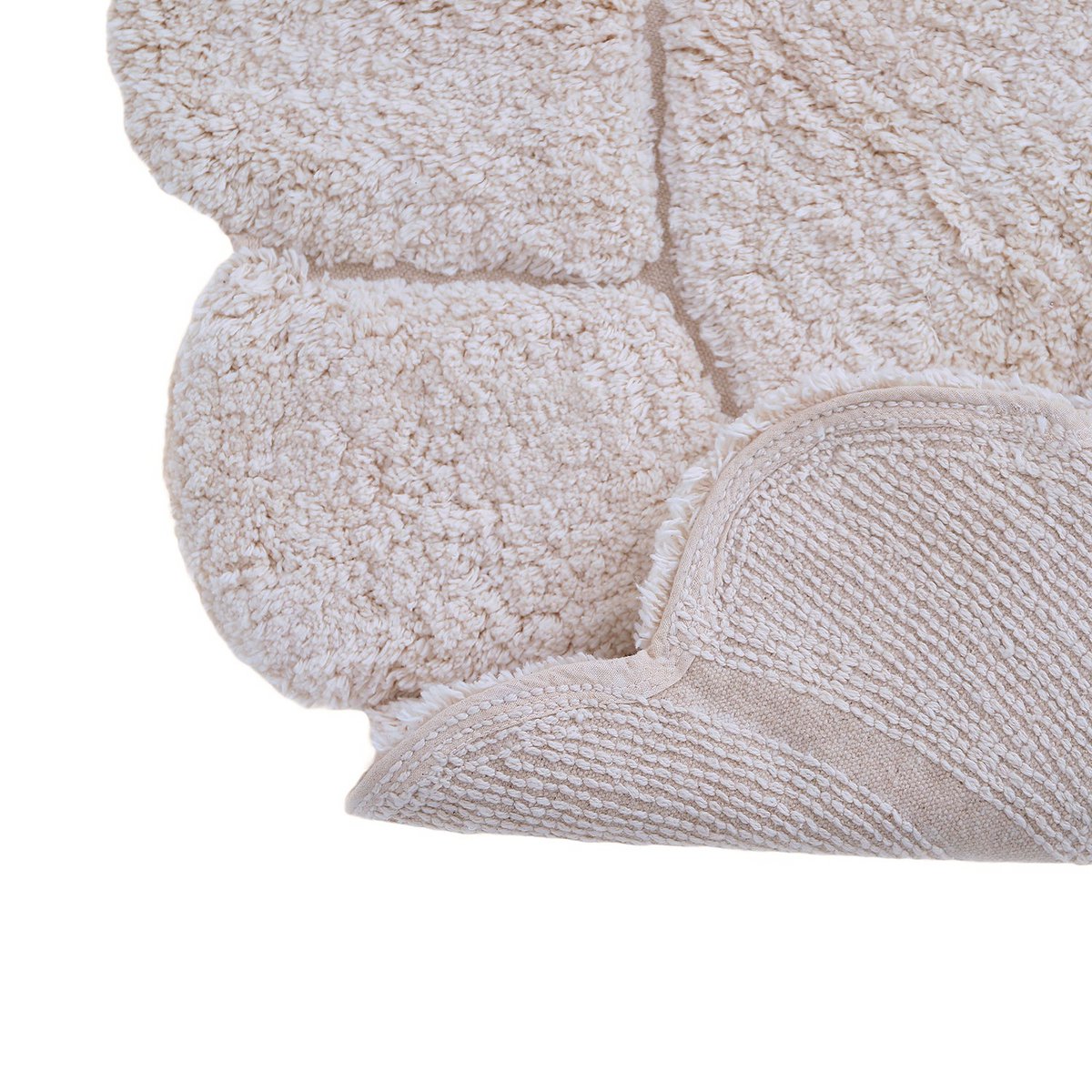 Tapis chambre enfant coton lavable rond finition "pétales" GABRIELLE