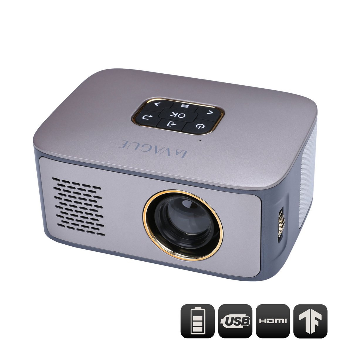 LV-HD120 LED projector with integrated rechargeable battery