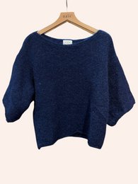 Pull col bateau manches 3/4 en 76% mohair et laine