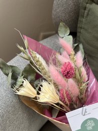 Kleiner Trockenblumenstrauß mit Karte - Bonjour