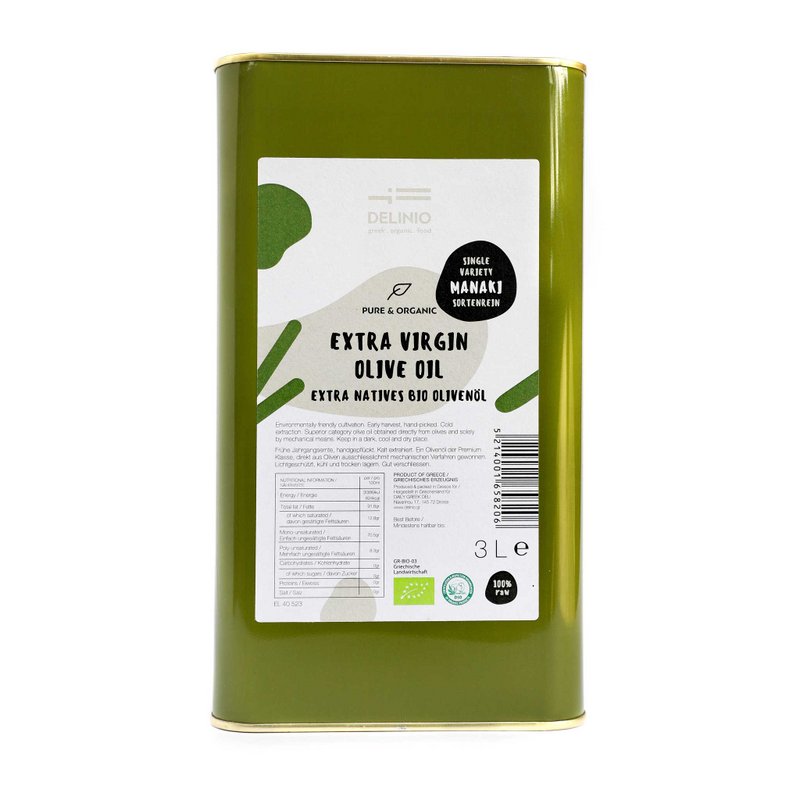 Extra Natives Bio Olivenöl Manaki, 3 L