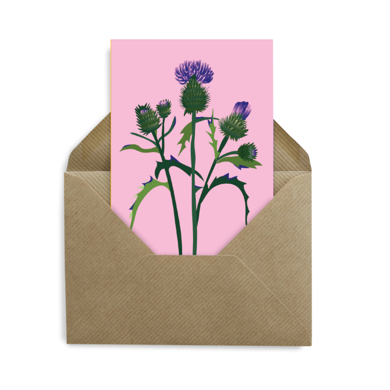 Botanisk postkort - Thistle