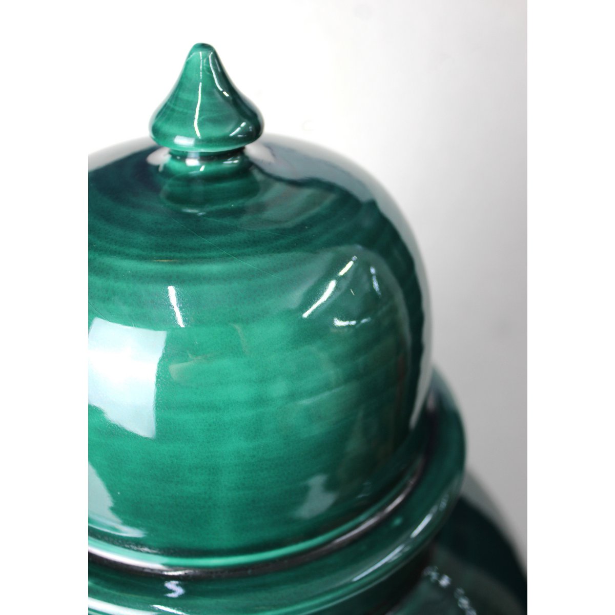 Tempel vase ceramic green 43 cm vase with lid dark green