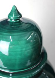 Tempel vase ceramic green 43 cm vase with lid dark green