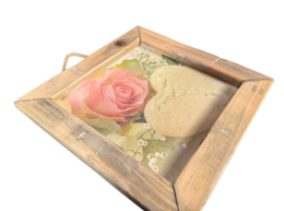 wooden tile old dutch rose and heart