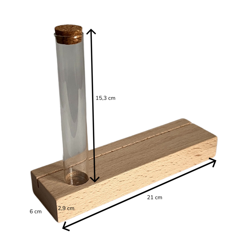 Kartenhalter aus Holz MIT Reagenzglas