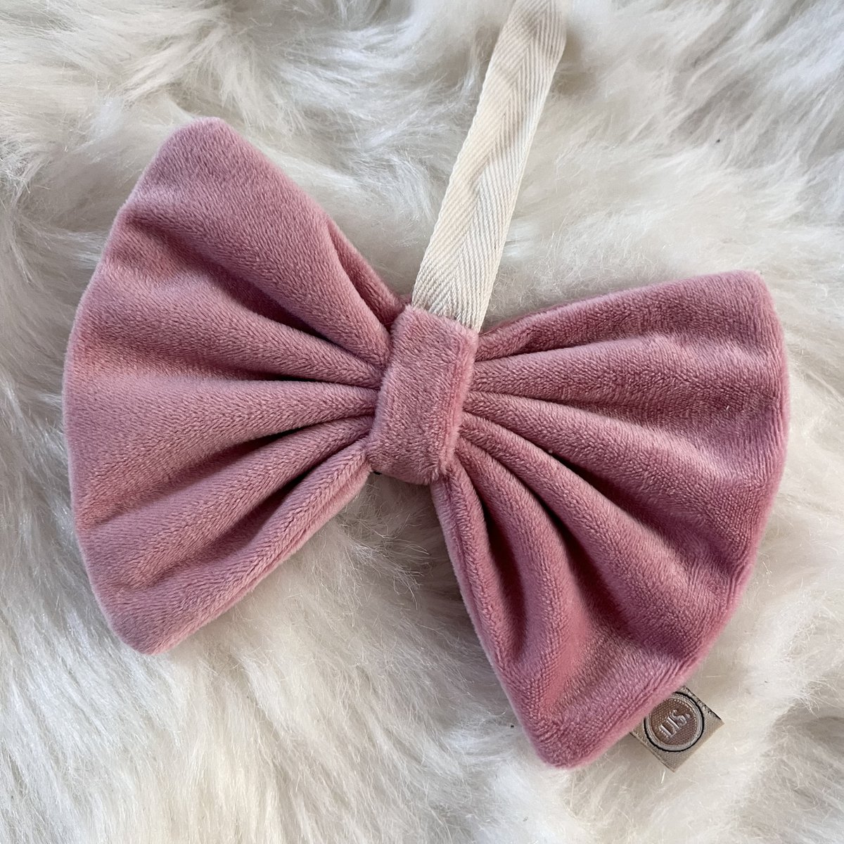 Noeud en tissu pour tétine - vieux rose