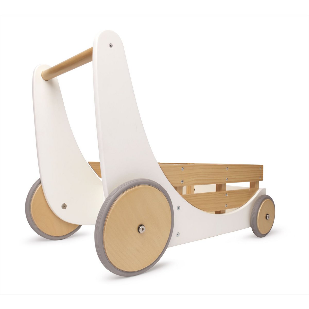 Kinderfeets 2-in-1 wooden storage cart & walker - White