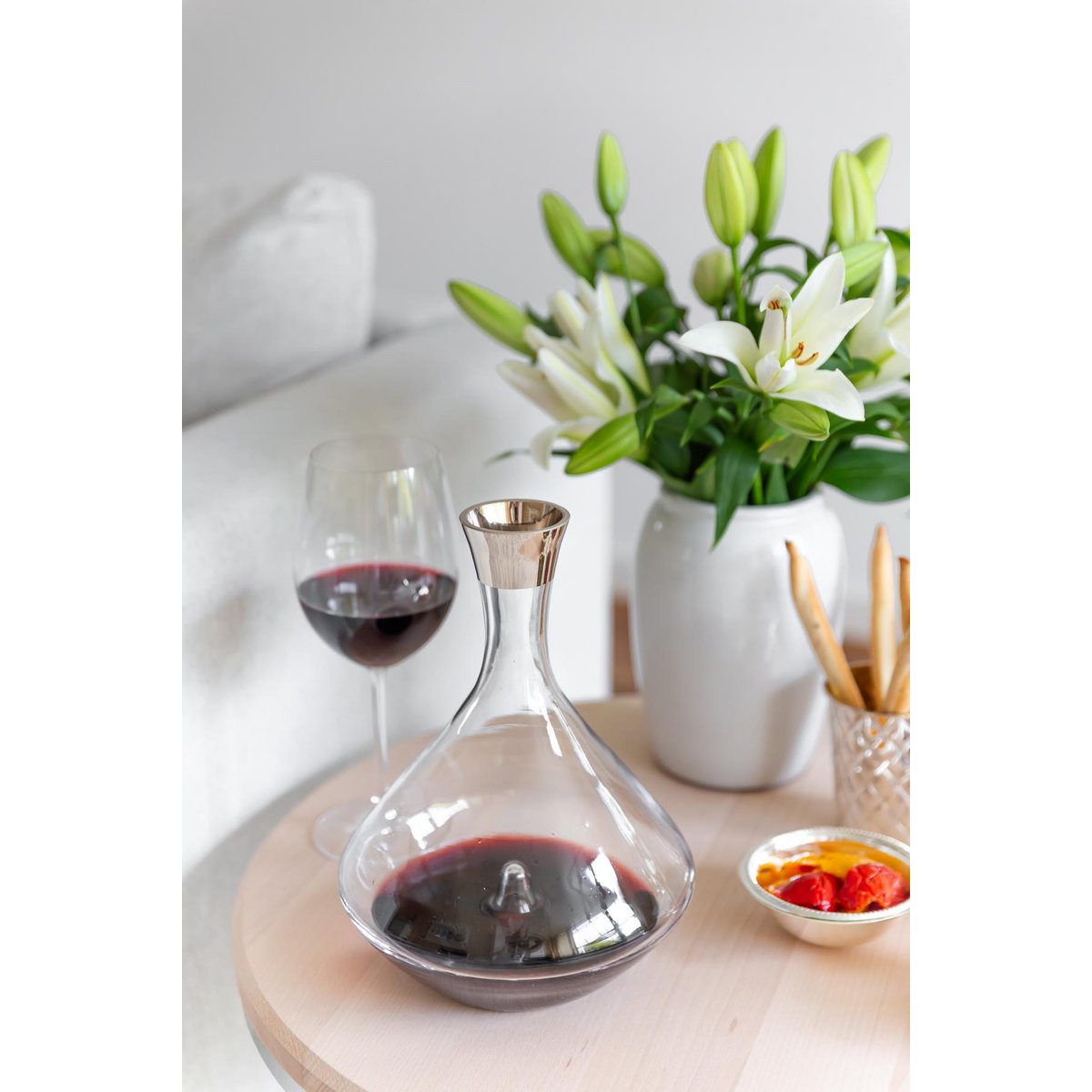 EDZARD decanter carafe Frederick, hand-blown crystal glass with platinum rim, H 27 cm, capacity 2.1 liters