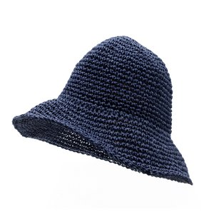 Floppy Straw Hat - Navy Blue